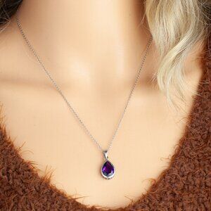 Sterling Silver Amethyst Teardrop Necklace